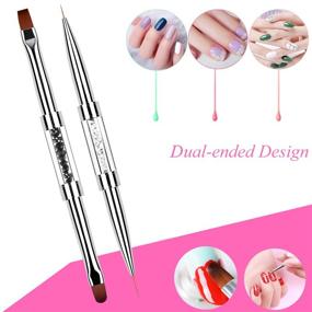 img 3 attached to 💅 Ycyan 2Pcs Dual-ended Nail Design Brushes with Rhinestone Handle - UV Gel Nail Brush Set - Professional Nail Art Tools