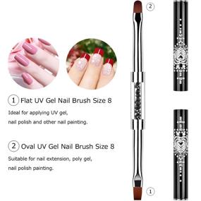 img 2 attached to 💅 Ycyan 2Pcs Dual-ended Nail Design Brushes with Rhinestone Handle - UV Gel Nail Brush Set - Professional Nail Art Tools