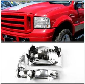 img 1 attached to Фары замены Chrome DNA Motoring HL-OH-F99SD4P-CH-CL1 для F250 F350 F450 F550 SD 99-04 - Повышение стиля и видимости!