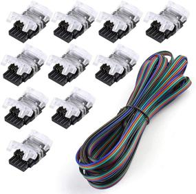 img 4 attached to 💡 Enhance Your Lighting Setup with SUPERNIGHT 10 Pack 4 Pin LED Connectors for Waterproof 10mm RGB 5050 LED Strip Lights - Quick and Convenient Strip to Wire Connection!