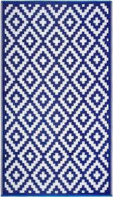 img 4 attached to 🏞️ Premium FH Home Outdoor Rug - Waterproof, Fade Resistant, Reversible - Geometric Design - Blue & White - 3 x 5 ft - Perfect for Porch, Deck, Balcony, Mudroom, Laundry Room, Patio