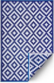 img 2 attached to 🏞️ Premium FH Home Outdoor Rug - Waterproof, Fade Resistant, Reversible - Geometric Design - Blue & White - 3 x 5 ft - Perfect for Porch, Deck, Balcony, Mudroom, Laundry Room, Patio