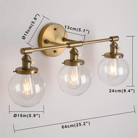 img 3 attached to 🏭 Vintage Industrial Antique Three-Light Wall Sconces with Mini 5.9&#34; Round Clear Glass Globe Shade in Antique Finish