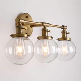 img 1 attached to 🏭 Vintage Industrial Antique Three-Light Wall Sconces with Mini 5.9&#34; Round Clear Glass Globe Shade in Antique Finish