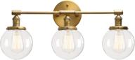 🏭 vintage industrial antique three-light wall sconces with mini 5.9&#34; round clear glass globe shade in antique finish логотип