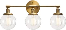 img 4 attached to 🏭 Vintage Industrial Antique Three-Light Wall Sconces with Mini 5.9&#34; Round Clear Glass Globe Shade in Antique Finish