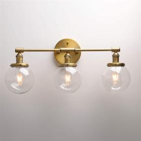 img 2 attached to 🏭 Vintage Industrial Antique Three-Light Wall Sconces with Mini 5.9&#34; Round Clear Glass Globe Shade in Antique Finish