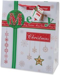 img 2 attached to Набор из 12 крупных подарочных пакетов на Рождество с ручками, ярлыками, идеально подходит для упаковки праздничных подарков.