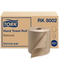 🧻 tork hand towel roll, natural, universal, h21, large, 100% recycled, 1-ply, pack of 6 rolls, 800 ft each - improved seo: rk8002 logo