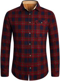 img 4 attached to Makkrom Flannel Shirts: Premium Cotton Button-Up Attire for All-Day Comfort