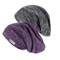 linen purple & black adjustable satin lined sleep cap | protects curly hair and braids | slouchy beanie night cap | no-fade hair protection | christmas gifts for women and men | size: large logo
