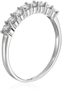 img 1 attached to Sparkling Vir Jewels Diamond Wedding Band: 1/2 cttw, 14K White Gold, 8 Stone Prong Set