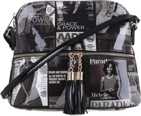 img 4 attached to 👜 Michelle Obama Purse - Glossy Magazine Cover Lightweight Medium Dome Crossbody Bag