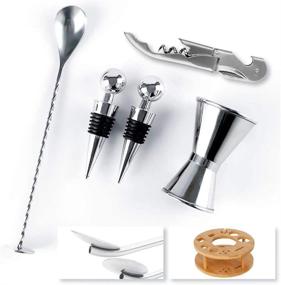 img 2 attached to 🍹 Supersun Bartender Kit 24oz Bar Shaker Christmas Gift Set: 17 Piece Stainless Steel Home Bar Set with Rotating Stand, Built-in Strainer, Muddler, Jigger, and Drink Shaker