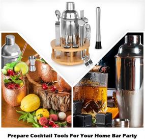 img 1 attached to 🍹 Supersun Bartender Kit 24oz Bar Shaker Christmas Gift Set: 17 Piece Stainless Steel Home Bar Set with Rotating Stand, Built-in Strainer, Muddler, Jigger, and Drink Shaker