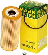 🔍 фильтр масляный без металла mann-filter hu 726/2 x 2 шт. - фильтрация высокой производительности для оптимальной защиты двигателя. логотип