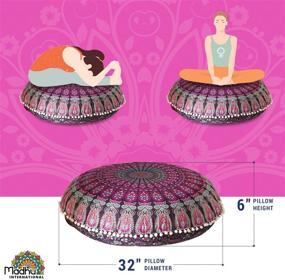 img 2 attached to 🌈 Mandala Inspired 32" Madhu International Floor Pillow Cushion Cover - Vibrant Purple Pink Cotton Pouf Tapestry for Round Bed Covers and Floor Cushions (32" Size, Filler NOT Included)