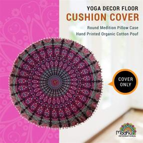 img 3 attached to 🌈 Mandala Inspired 32" Madhu International Floor Pillow Cushion Cover - Vibrant Purple Pink Cotton Pouf Tapestry for Round Bed Covers and Floor Cushions (32" Size, Filler NOT Included)