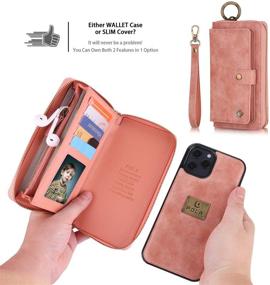 img 3 attached to 🌟 XRPow Wallet Case for iPhone 12 Pro Max 6.7Inch [2 in 1] Magnetic Detachable Wallet Case [Vegan Leather] Zipper Clutch Folio Flip Card Slot [Wrist Strap] Purse Protection Back Cover - Rose Gold