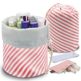 img 2 attached to 👜 Stay Organized with Counting Mars 4 Pieces Portable Drawstring Makeup Bag: Large Capacity Waterproof Cosmetic Bag for Home and Travel