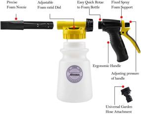 img 2 attached to 🧽 Пена Ultimate Foam Gun для мойки автомобиля: Регулируемый диск с отношением пены с канистрой и быстрым соединителем для легкой очистки - в комплекте с рукавицей и полотенцем!