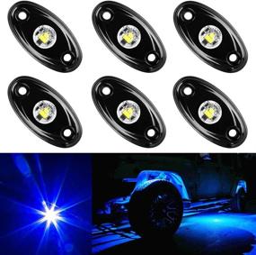 img 4 attached to Explore the Night with Amak 6 Pods LED Rock Lights Kit: Blue Underbody Glow for JEEP Off Road Trucks, SUVs, and More!