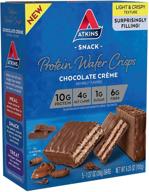 atkins chocolate crème protein wafer crisps - keto friendly, pack of 5 logo