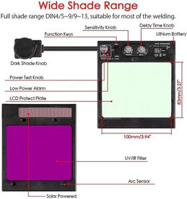 img 1 attached to 🔍 TEKWARE Ultra-Large Viewing Screen Welding Helmet - True Color Solar Powered Auto Darkening, Hemispherical 4C Lens, 4 Arc Sensors - Wide Shade 4~5/9-9/13 for TIG MIG Arc Welding and Grinding - Welder Mask