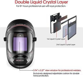 img 2 attached to 🔍 TEKWARE Ultra-Large Viewing Screen Welding Helmet - True Color Solar Powered Auto Darkening, Hemispherical 4C Lens, 4 Arc Sensors - Wide Shade 4~5/9-9/13 for TIG MIG Arc Welding and Grinding - Welder Mask