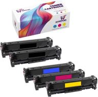 premium az supplies compatible toner cartridges: hp 128a ce320a ce321a ce322a ce323a set for color laserjet cm1415fnw cp1525 pro cp1525nw (5 pk - 2x black 1x cyan 1x magenta 1x yellow) logo