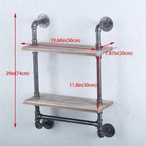 img 3 attached to Rustic Wood Industrial Pipe Shelf Bathroom Shelves Wall Mounted with Towel Bar - 19.6in, Farmhouse 2 Tier Towel Rack Over Toilet, Metal Floating Shelves, Iron Towel Holder