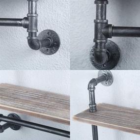 img 2 attached to Rustic Wood Industrial Pipe Shelf Bathroom Shelves Wall Mounted with Towel Bar - 19.6in, Farmhouse 2 Tier Towel Rack Over Toilet, Metal Floating Shelves, Iron Towel Holder