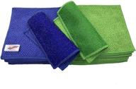 🧼 12 pack microfiber scrub clean cloth for kitchen household, non-scratch, multi-use, no odor, machine washable, size: 5.5 x 5.5 inch, assorted blue & green colors logo