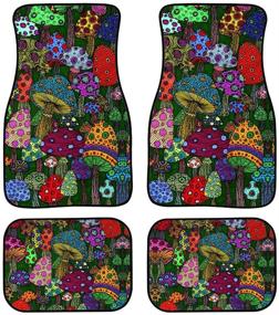 img 4 attached to Xhuibop Cartoon Mushroom Floor Mats For Cars Full Set 4 Piece Front And Rear Floor Mats Carpet Car Accessories For Women Interior Decor