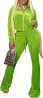 women's velour tracksuit set: 2 piece sweatsuits with long sleeve crop tops, jackets, and flared long pant sets логотип