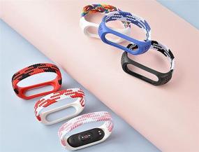 img 1 attached to 🌈 Ленты для плетения ремешка Rainbow Braided Solo Loop - Совместимы с Xiaomi Mi Band 3, Mi Band 4, Mi Band 5 и Mi Band 6 - Эластичный силиконовый нейлоновый спортивный ремешок-замена с аксессуарами на запястье - М: размер запястья 160 мм - 170 мм