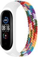 🌈 ленты для плетения ремешка rainbow braided solo loop - совместимы с xiaomi mi band 3, mi band 4, mi band 5 и mi band 6 - эластичный силиконовый нейлоновый спортивный ремешок-замена с аксессуарами на запястье - м: размер запястья 160 мм - 170 мм логотип