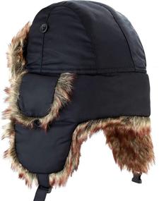img 1 attached to The Hat Depot Winter Safety Reflective Faux Fur Aviator Trapper Hat for Kids &amp; Adults - Snow Ski Trooper Hat