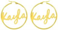 🎁 14k gold plated personalized name hoops earrings for women - unique gifts for her birthday, mother's day, thanksgiving, and christmas. name jewelry gifts for teen girls. logo