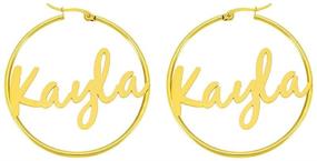 img 4 attached to 🎁 14K Gold Plated Personalized Name Hoops Earrings for Women - Unique Gifts for Her Birthday, Mother's Day, Thanksgiving, and Christmas. Name Jewelry Gifts for Teen Girls.