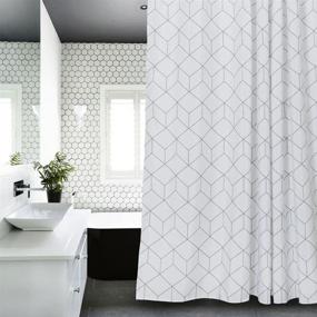 img 4 attached to 🚿 Aimjerry Cube Fabric Shower Curtain: White, Waterproof, 72-inch x 72-inch - Perfect for Your Bathroom!