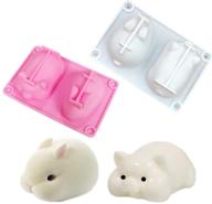 2pcs 3d rabbit pig silicone mousse cake mold - baking tray for bunny and piggy desserts, brownies, jellies, and truffles - perfect for puddings, fruits, ice cream, soaps, and candles (random color) logo