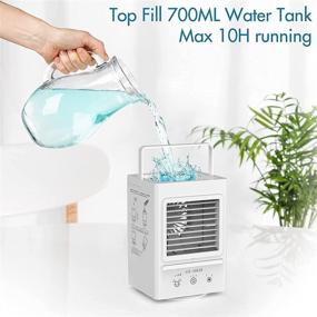 img 1 attached to 🌀 Portable Air Conditioner with 120° Auto Oscillation - Personal Mini Air Cooler with 3 Wind Speeds, 700ML Water Tank, 5000mAh Battery Operated Evaporative Air Cooler - Ideal for Home, Office, and Outdoor Use