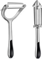 premium 2-piece veggie peeler set: dual blades, potato eye remover, non-slip grip - ideal for making delicious salads logo