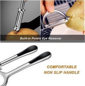 img 1 attached to Premium 2-Piece Veggie Peeler Set: Dual Blades, Potato Eye Remover, Non-slip Grip - Ideal for Making Delicious Salads