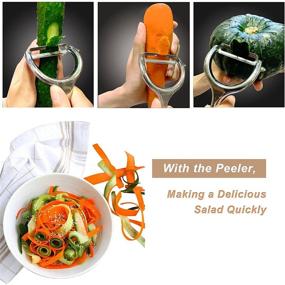 img 2 attached to Premium 2-Piece Veggie Peeler Set: Dual Blades, Potato Eye Remover, Non-slip Grip - Ideal for Making Delicious Salads