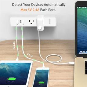 img 2 attached to 🔌 NTONPOWER Портативная полоса сетевого питания с защитой от скачков напряжения - компактный дизайн белого цвета с 2 розетками и 3 USB-портами