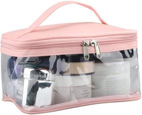 img 4 attached to 💼 Large Waterproof Clear Makeup Bag with Internal Pocket, Heavy Duty Cosmetics Organizer for Travel or Home Use, Transparent PVC Toiletry Storage Pouch with Handle (Pink)