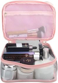 img 3 attached to 💼 Large Waterproof Clear Makeup Bag with Internal Pocket, Heavy Duty Cosmetics Organizer for Travel or Home Use, Transparent PVC Toiletry Storage Pouch with Handle (Pink)