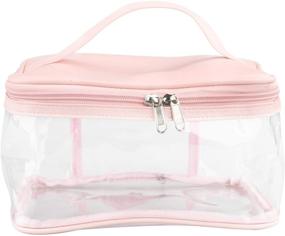 img 1 attached to 💼 Large Waterproof Clear Makeup Bag with Internal Pocket, Heavy Duty Cosmetics Organizer for Travel or Home Use, Transparent PVC Toiletry Storage Pouch with Handle (Pink)